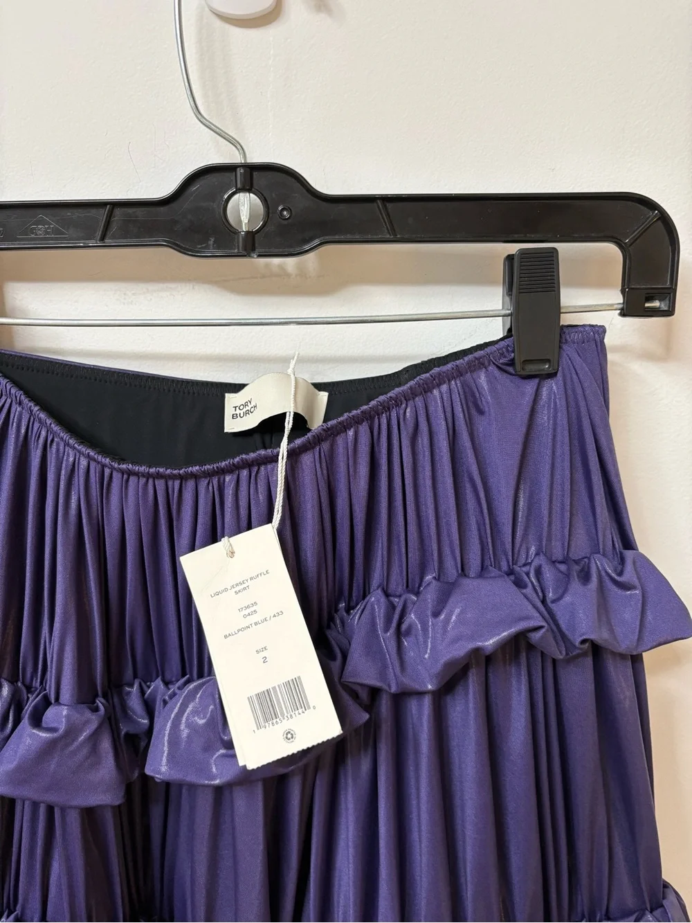 New Tory Burch Liquid Jersey Ruffle Pleated Skirt